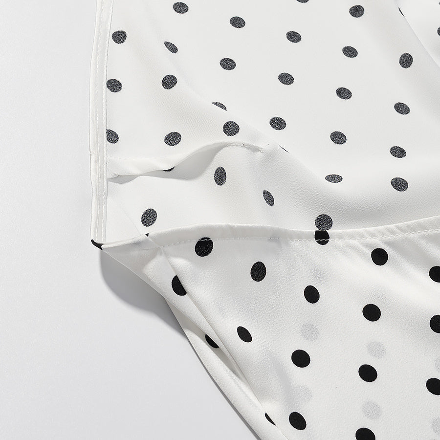 Women Retro Wild Slim Fit Backless Polka Dot Halter Dress JiaJia