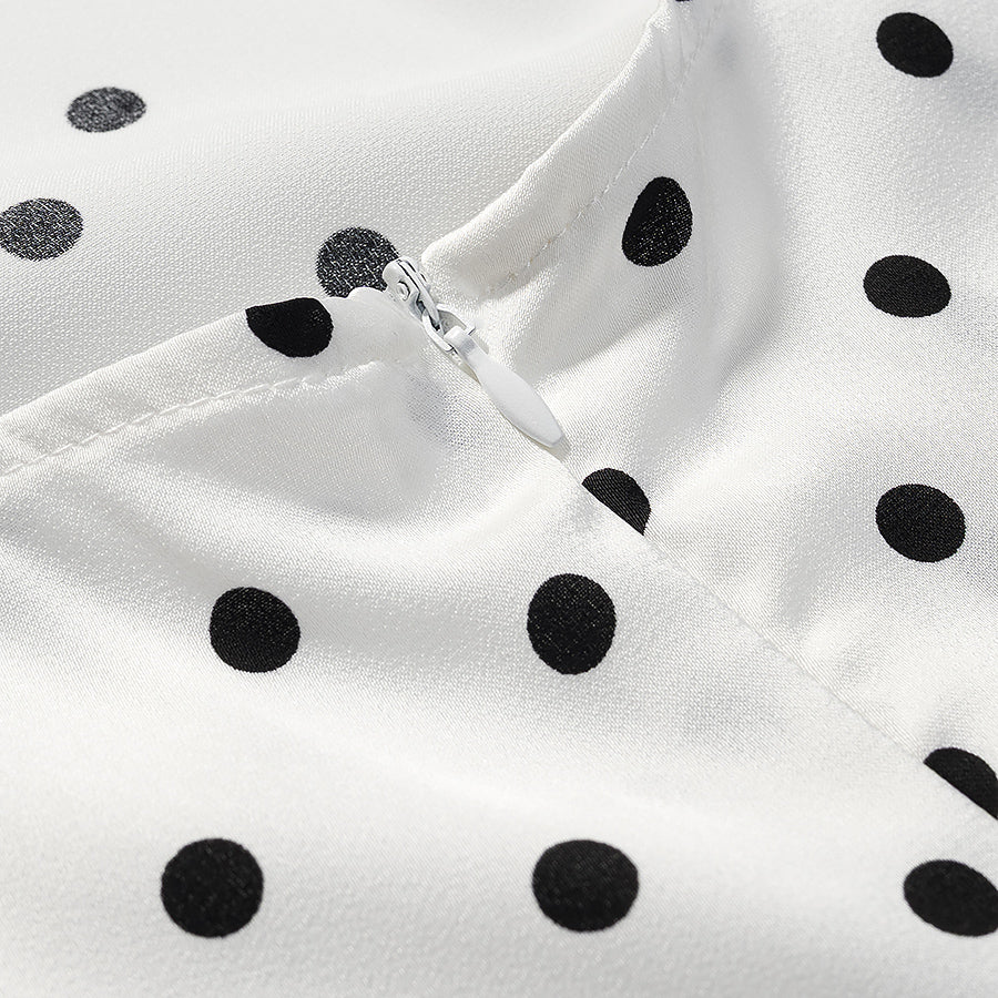 Women Retro Wild Slim Fit Backless Polka Dot Halter Dress JiaJia