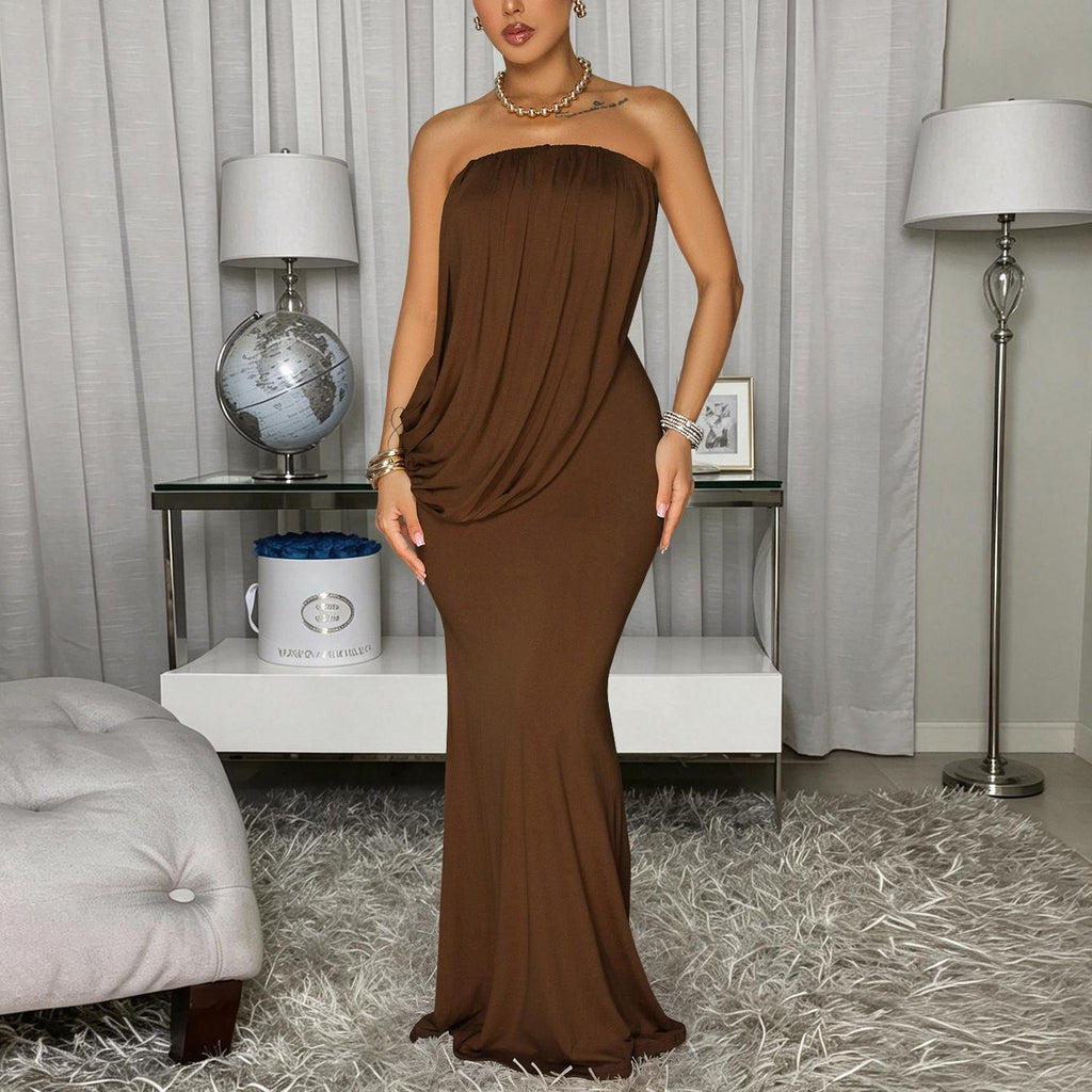 Women Tube Top Embellished Fishtail Dress Sexy Sheath Cocktail Dress Miss Siss
