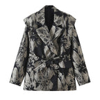 Women Clothing Summer Design Texture Pattern Belt Loose Blazer DANTENG