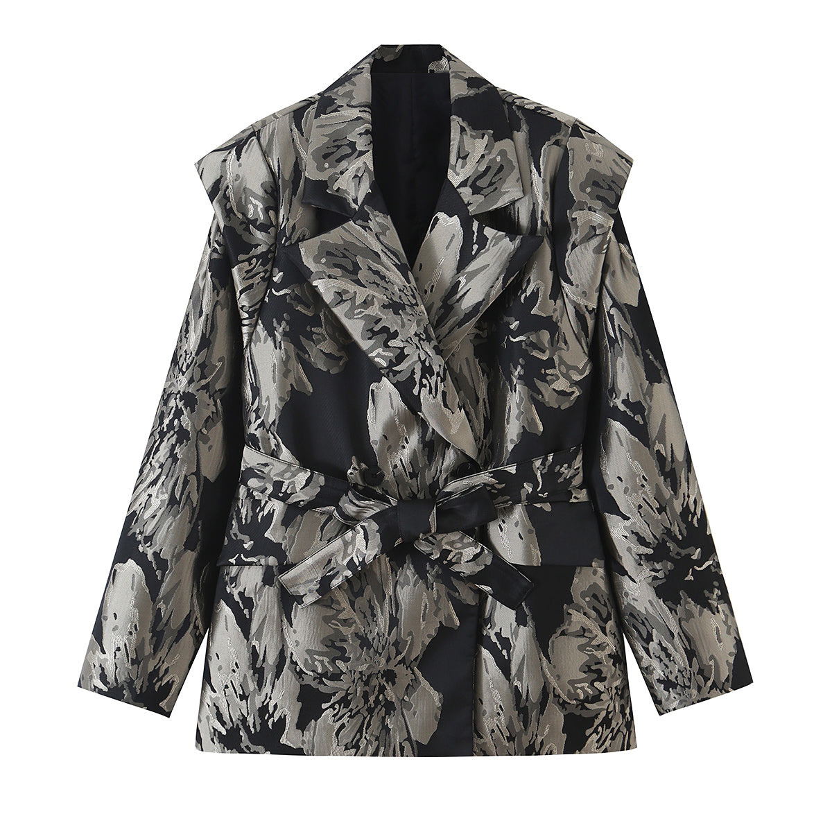 Women Clothing Summer Design Texture Pattern Belt Loose Blazer DANTENG