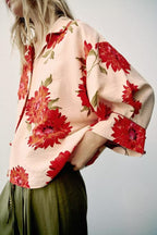 Women Clothing Summer Daily Casual All Matching Floral Print Shirt Shell