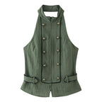 Women Clothing All Match Elegant Backless Hanging Collar Top JOUNJ