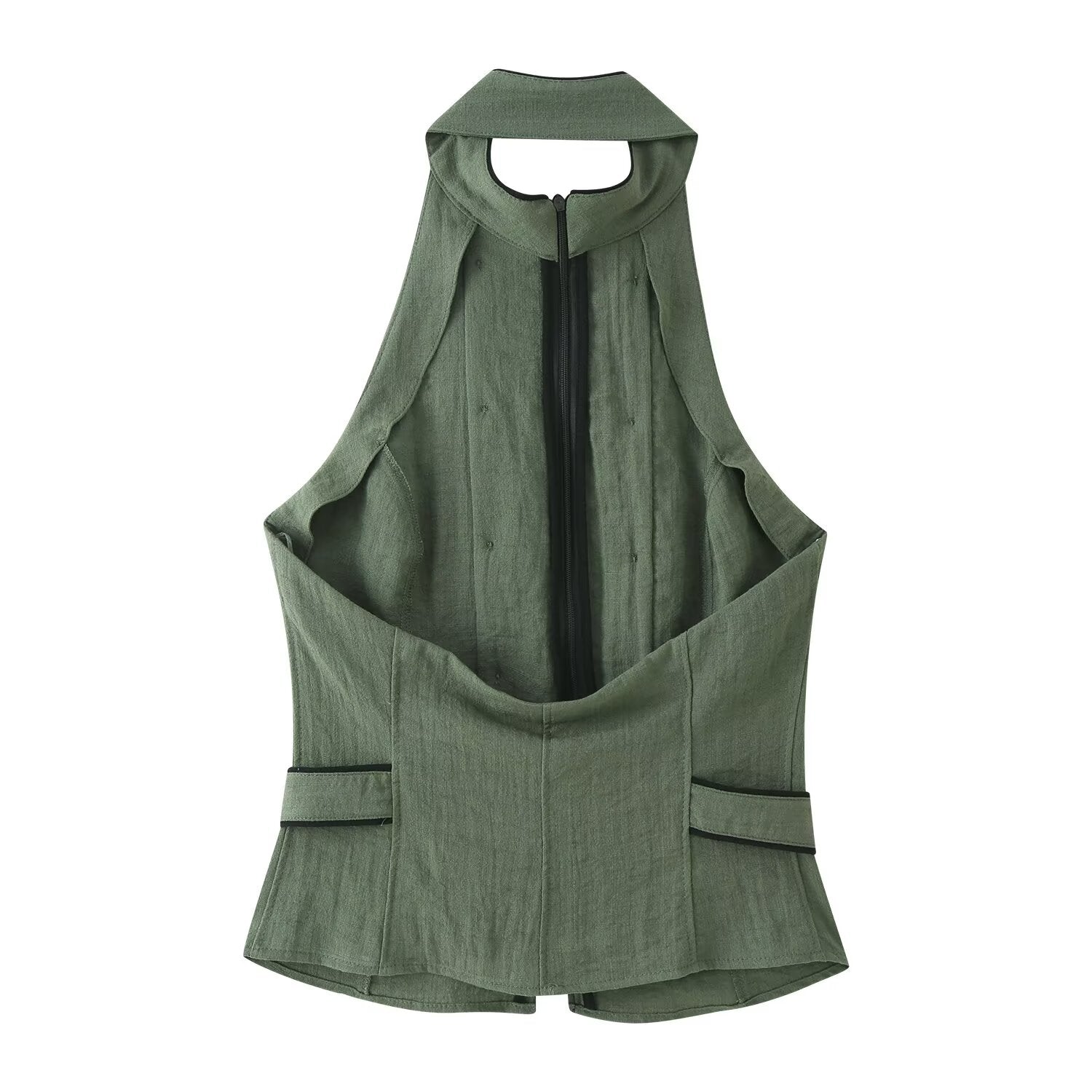 Women Clothing All Match Elegant Backless Hanging Collar Top JOUNJ