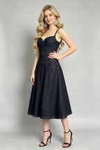 Women Summer Halter Top Dress Sleeveless Denim Dress ESUNG