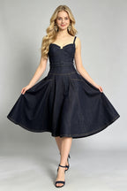 Women Summer Halter Top Dress Sleeveless Denim Dress ESUNG