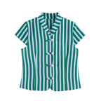 Summer Autumn Women Striped String Button Top Wide Leg Pants Set Goyo