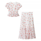 Women Clothing Popular Metal Thread Rib Knitted Halter Top Midi Skirt Sets JiaJia