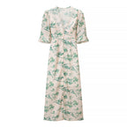 Women Clothing Summer Lace Stitching Deep V Plunge neck Slim Dress JiaJia