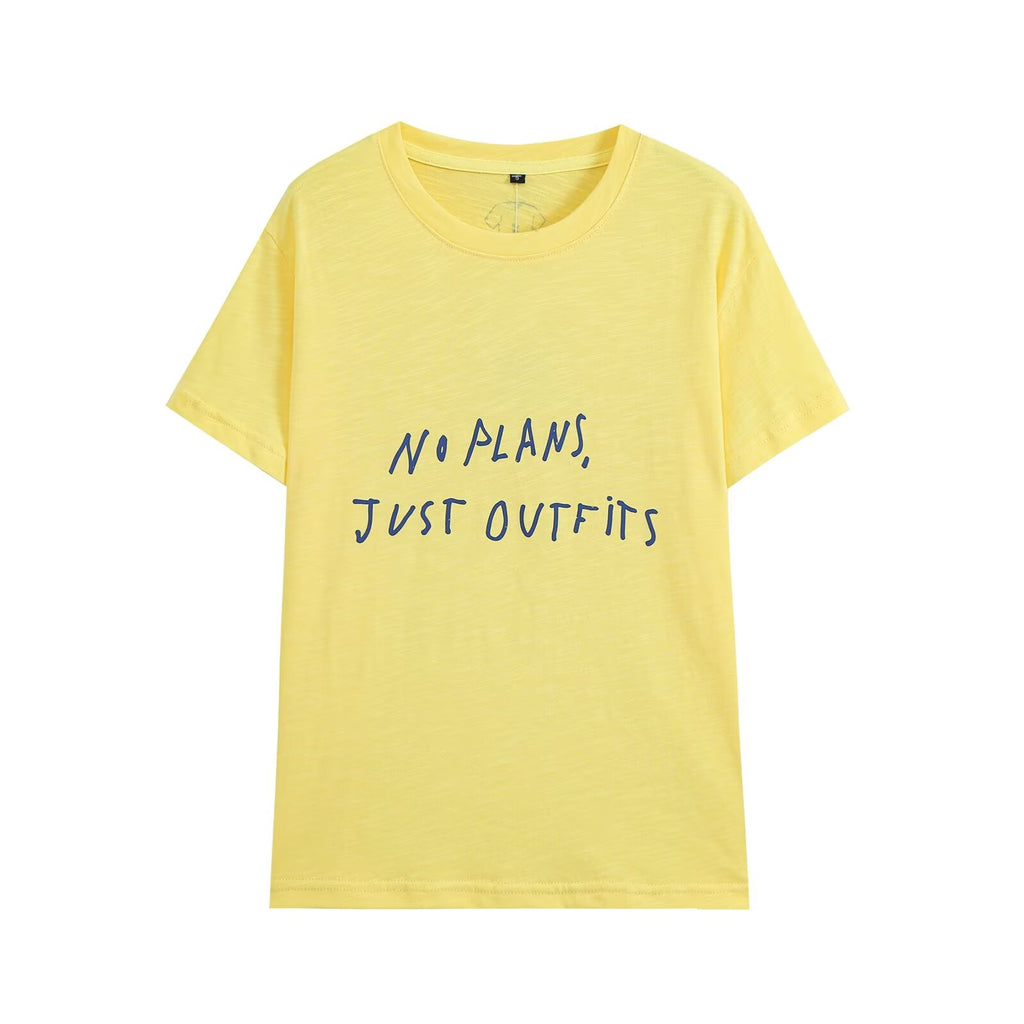 Letter Graphic Print Short Sleeved T shirt Loose Slimming All Matching Top for Women Howe