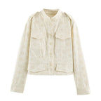 Women Clothing Autumn Casual All Matching Hollow Out Cutout Embroidered Coat SenDa