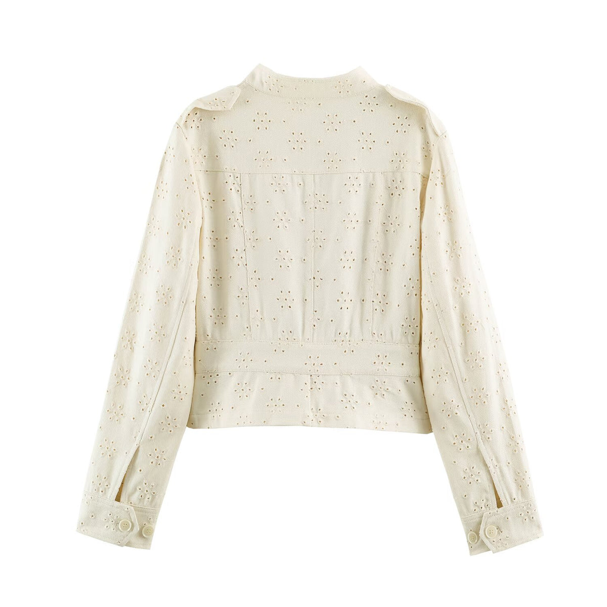 Women Clothing Autumn Casual All Matching Hollow Out Cutout Embroidered Coat SenDa
