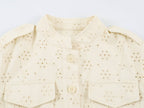 Women Clothing Autumn Casual All Matching Hollow Out Cutout Embroidered Coat SenDa