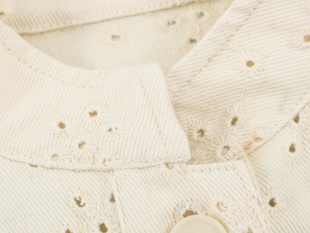 Women Clothing Autumn Casual All Matching Hollow Out Cutout Embroidered Coat SenDa