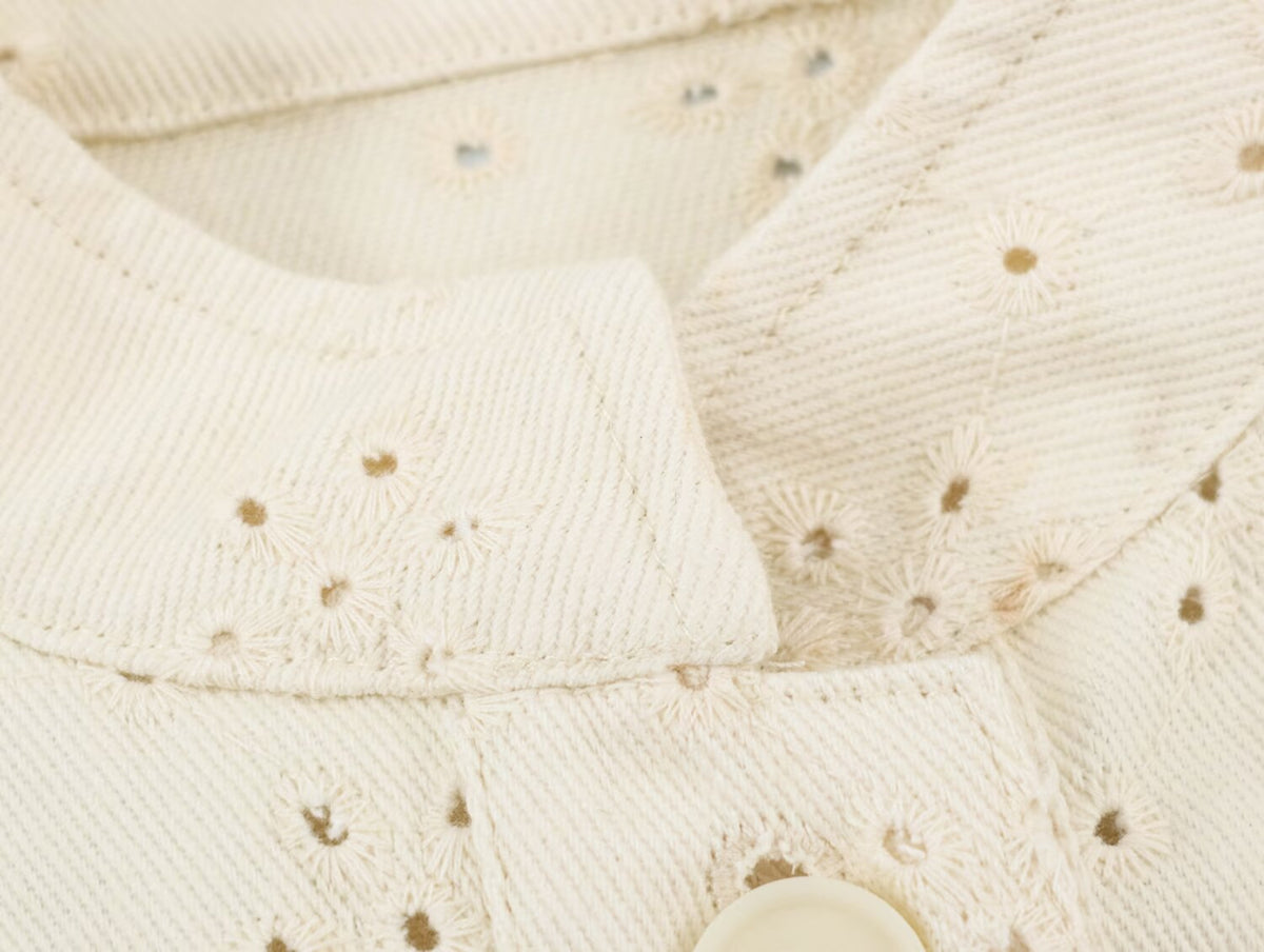 Women Clothing Autumn Casual All Matching Hollow Out Cutout Embroidered Coat SenDa