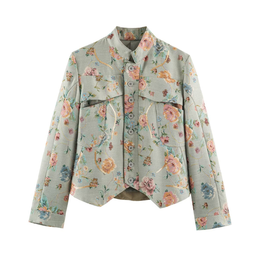 Women Clothing Autumn Jacquard Blazer Tops SenDa