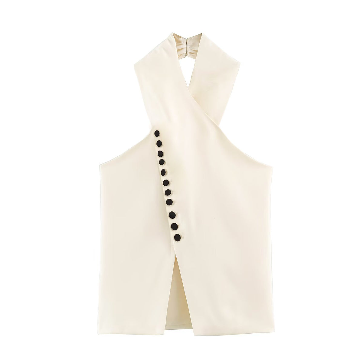 Women Clothing Autumn Stylish Graceful Simple Double Breasted Hanging Collar Vest SenDa