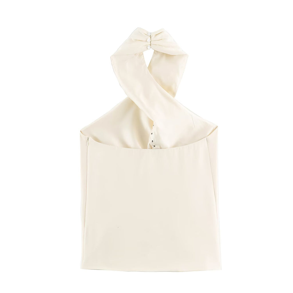 Women Clothing Autumn Stylish Graceful Simple Double Breasted Hanging Collar Vest SenDa