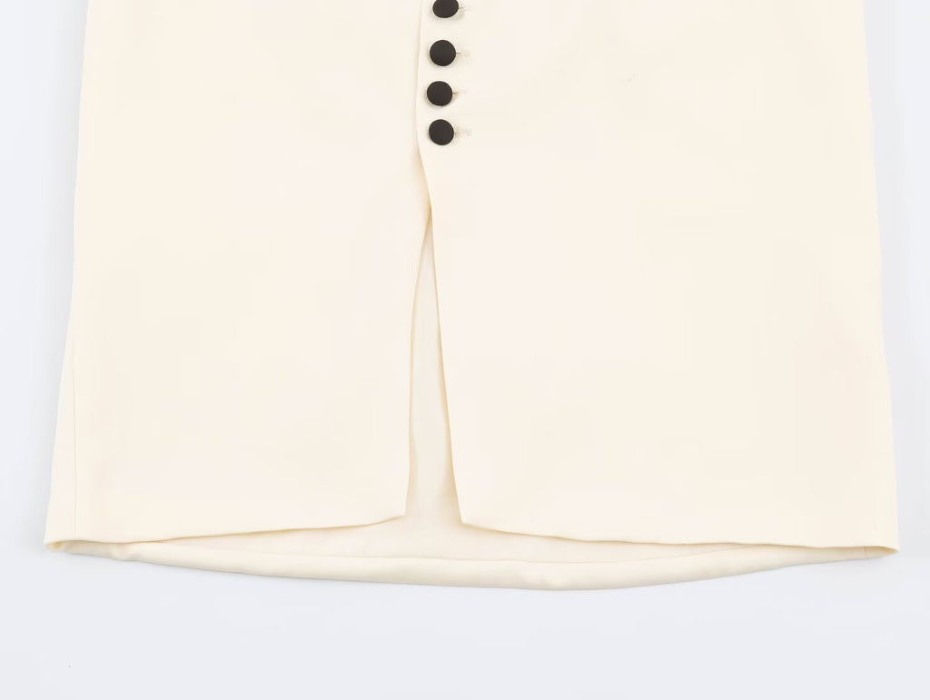 Women Clothing Autumn Stylish Graceful Simple Double Breasted Hanging Collar Vest SenDa