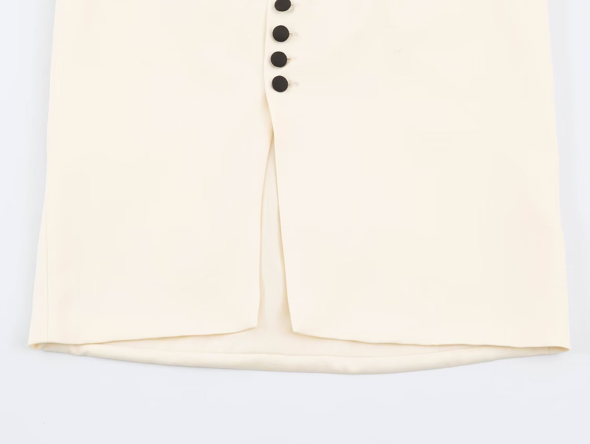 Women Clothing Autumn Stylish Graceful Simple Double Breasted Hanging Collar Vest SenDa