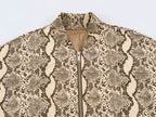 Women Clothing Autumn Loose Casual Stand Collar Snake Pattern Jacket Coat SenDa