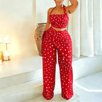 Women Wear Casual Thin Tassel Polka Dot Wide Leg Pants Set Miss Siss