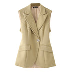 Women Clothing Summer Street One Button Backless Irregular Asymmetric Blazers Vest Women DANTENG
