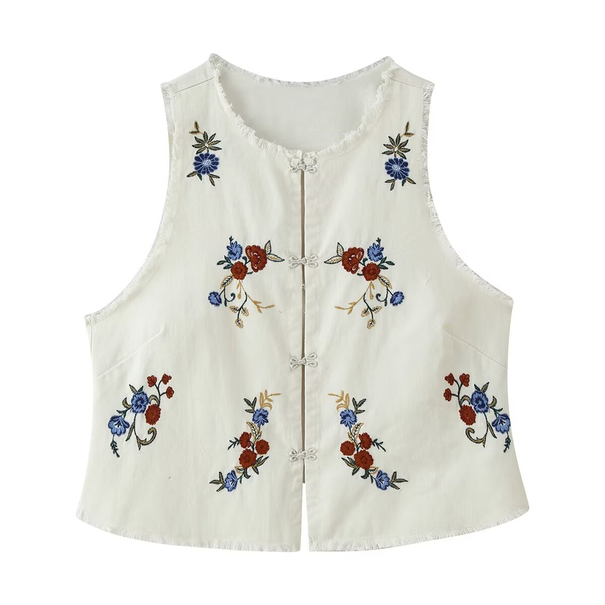 Summer Women Clothing Mori Heavy Industry Sleeveless Embroidered Vest CHEN