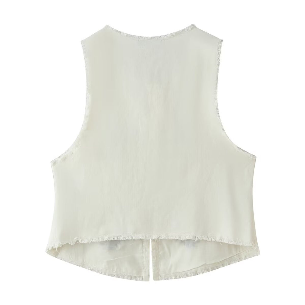 Summer Women Clothing Mori Heavy Industry Sleeveless Embroidered Vest CHEN