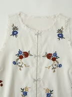 Summer Women Clothing Mori Heavy Industry Sleeveless Embroidered Vest CHEN