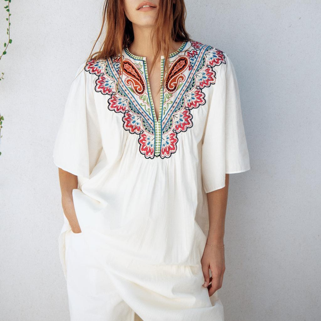 Fall Women Clothing Casual All Match Embroidered Solid Color Dress CHEN