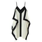 Summer Vacation Idle Contrast Color Women Clothing V neck Brace Maxi Sexy Dress CHEN