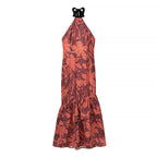 Women Clothing Fall Slim Fit Slimming Color Matching Halter Dress JiaJia