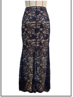 Autumn Lace Slim Fit Slit Long Skirt Irregular Asymmetric Hem High Waist Skirt Vivish