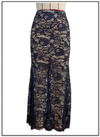Autumn Lace Slim Fit Slit Long Skirt Irregular Asymmetric Hem High Waist Skirt Vivish
