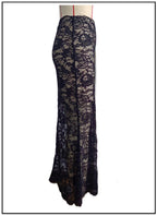Autumn Lace Slim Fit Slit Long Skirt Irregular Asymmetric Hem High Waist Skirt Vivish