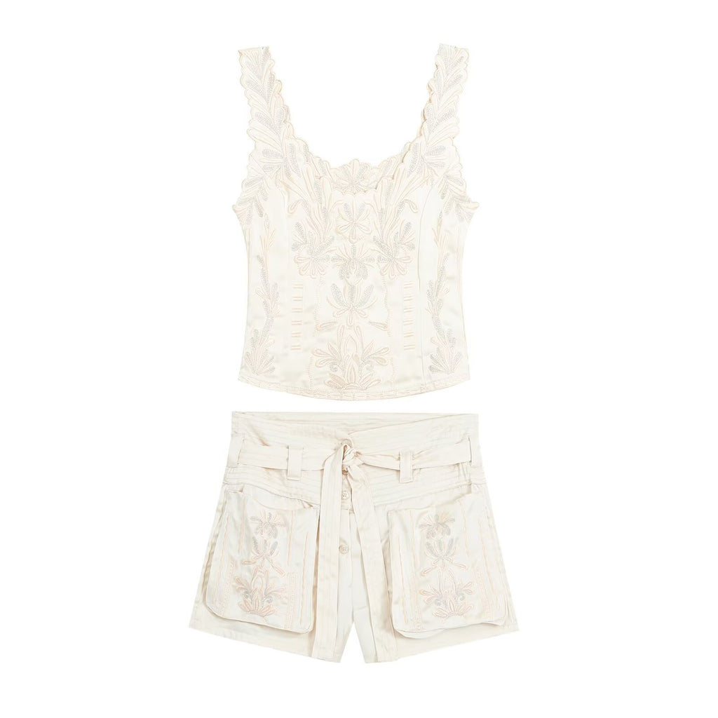 Summer Embroidered Top Embroidered Casual Shorts Sets Howe