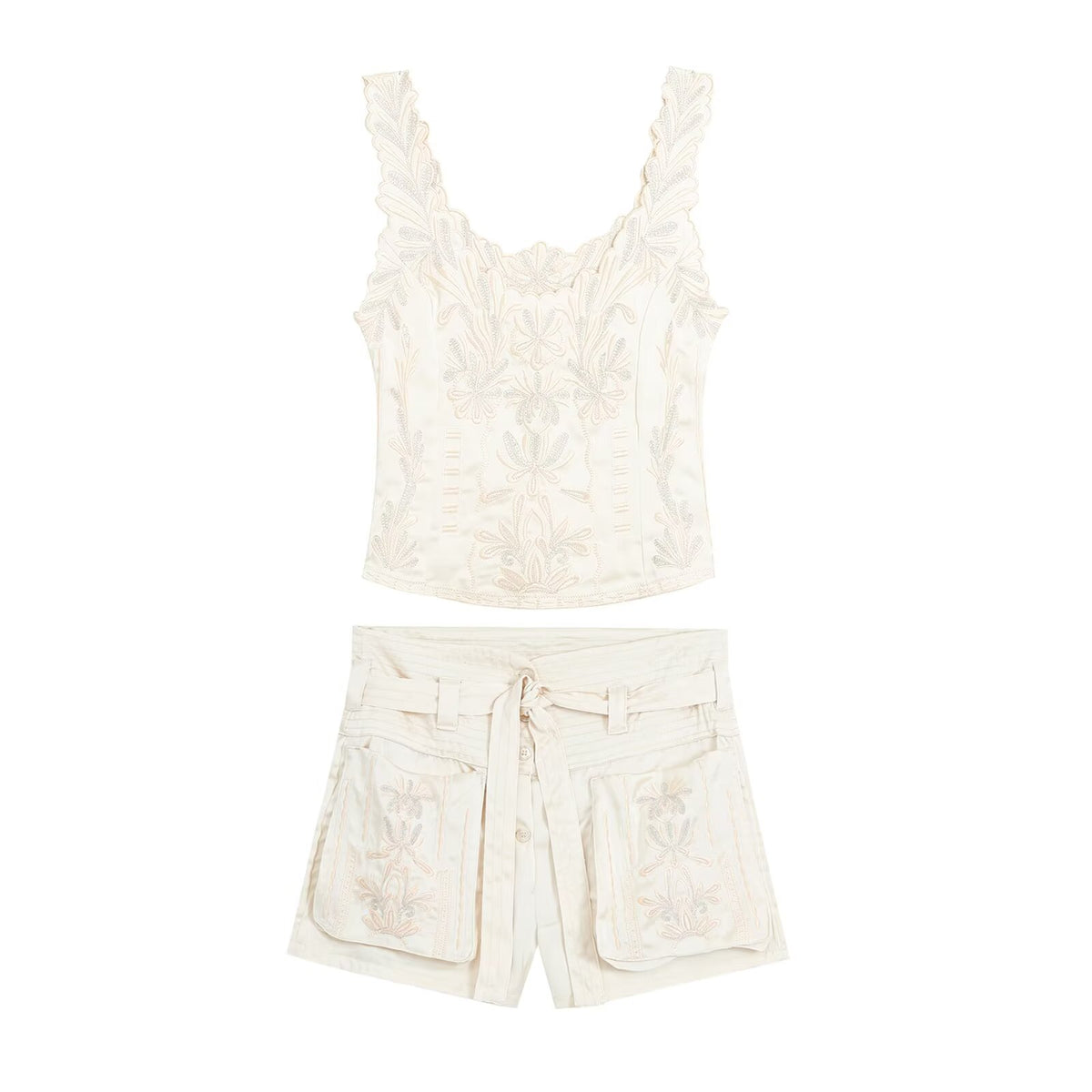 Summer Embroidered Top Embroidered Casual Shorts Sets Howe