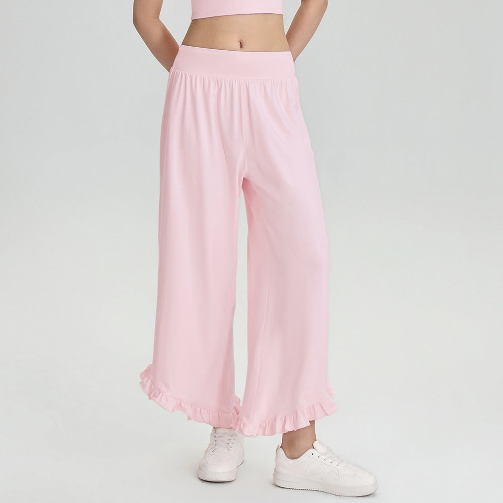 Women Summer Loose Slimming Wide Leg Sports Pants Breathable Draping Outdoor Casual Running Workout Ankle Length Pants YUERD