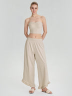 Women Summer Loose Slimming Wide Leg Sports Pants Breathable Draping Outdoor Casual Running Workout Ankle Length Pants YUERD