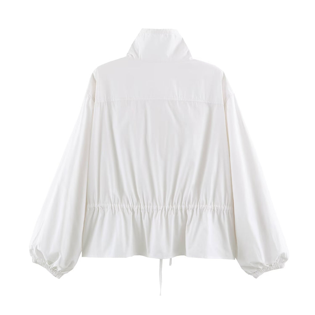 Women Clothing Autumn Casual with Stand Collar Nylon Coat SenDa