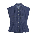 Women Clothing Fashionable All Match Padded Shoulder Shirt Trousers Set Howe