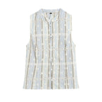 Women Clothing Slim Striped Embroidered Sleeveless Top Skirt Sets Howe