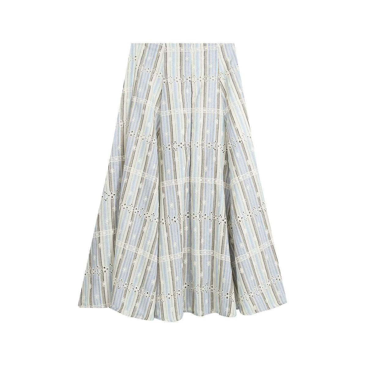 Women Clothing Slim Striped Embroidered Sleeveless Top Skirt Sets Howe