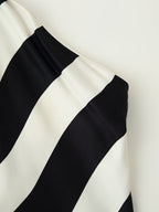 Early Autumn Women Clothing Elegant Backless Striped Hanging Collar Backless Midi Dress CHEN