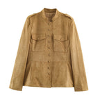 Early Autumn Women Clothing Design Jacket Slim Strap Decoration Pocket Coat SenDa