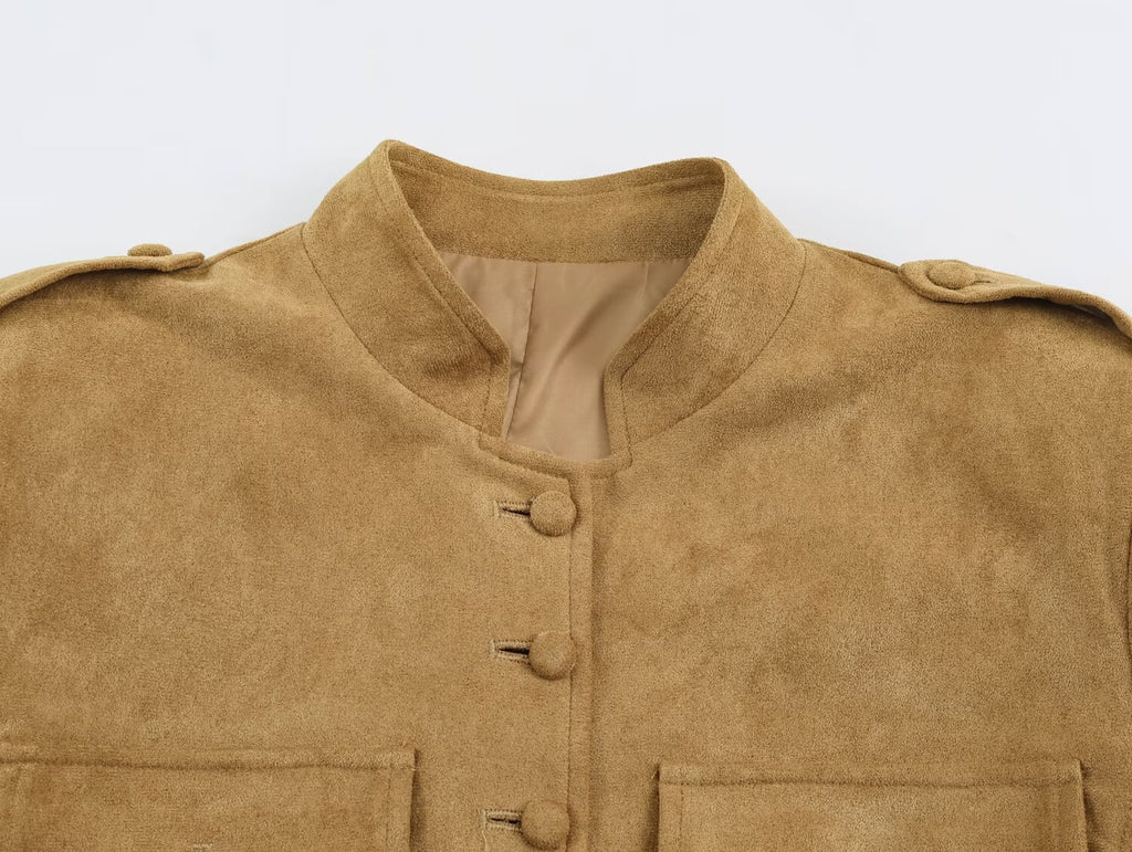 Early Autumn Women Clothing Design Jacket Slim Strap Decoration Pocket Coat SenDa