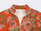 Women Clothing Autumn Niche Floral Printed Waist Controlled Blazer SenDa