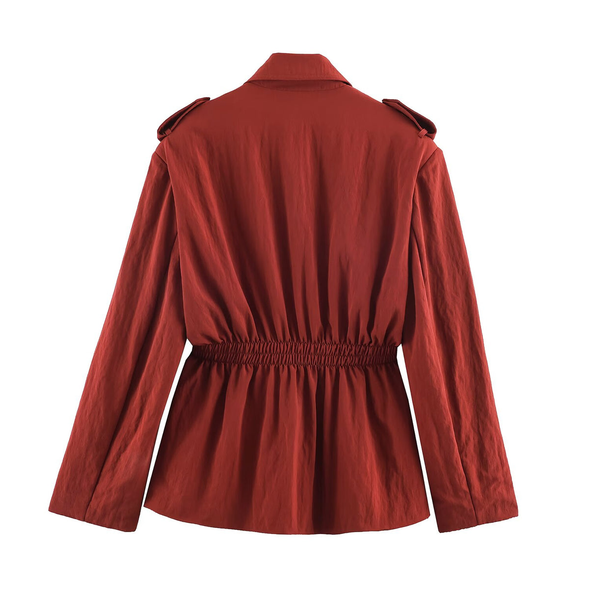 Women Collared Tour Safari Jacket Waist Trimming Coat Vertical Loose Mid Waist Trousers Sets SenDa
