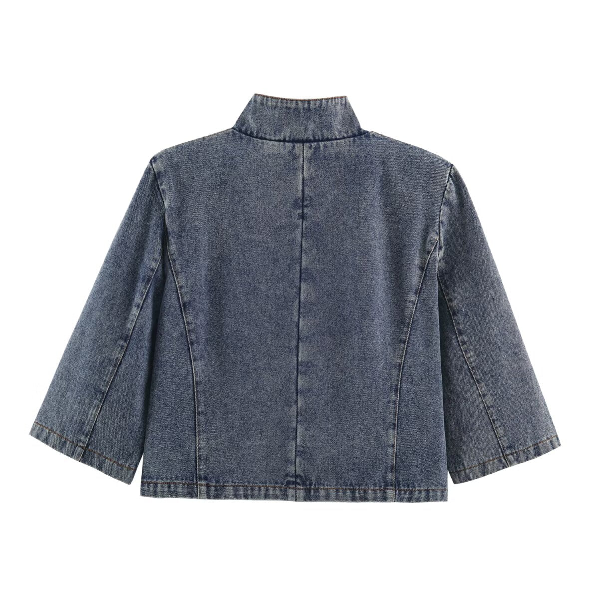 Women Clothing Stand Collar Short Denim Jacket SenDa